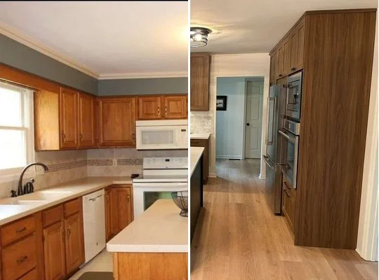 Kitchen refinish in Dunbar — refinished cabinets and new quartz counters