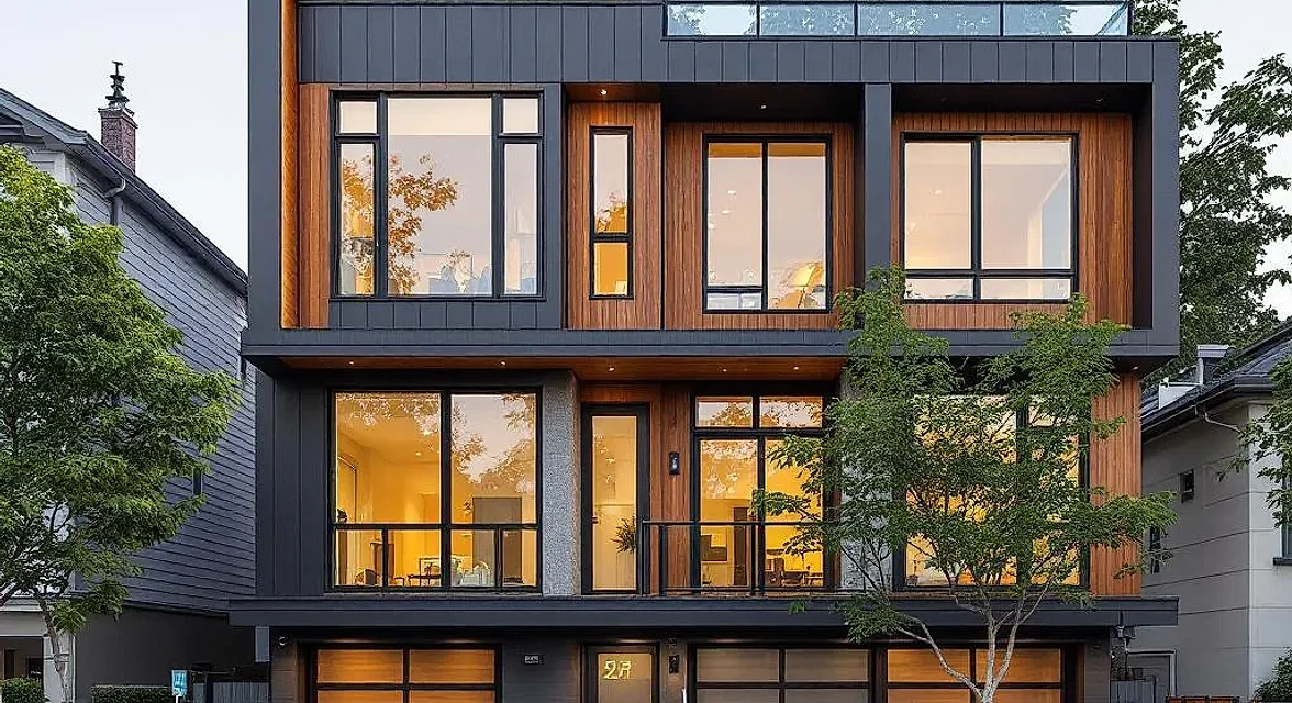 Modern fourplex in Kitsilano, Vancouver — 4 strata units built by BRIO Construction